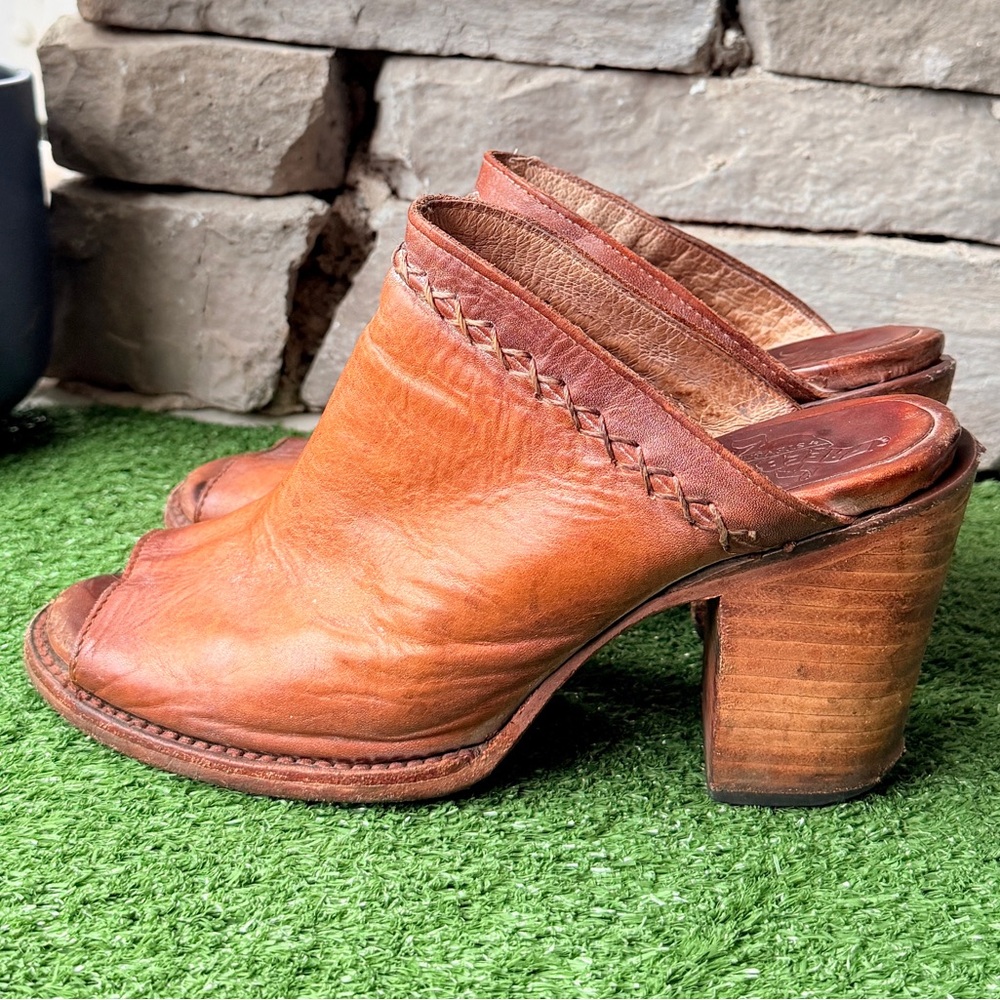Freebird by Steven Cognac Leather Heeled Mules